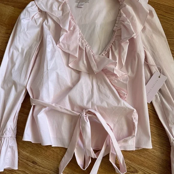 NWT Rachel Parcell Pink Ballerina Wrap Top M - Picture 12 of 13